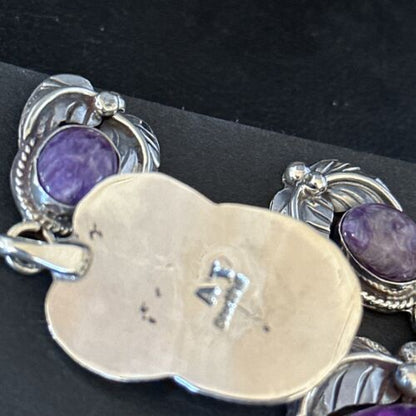 Navajo Purple Sugilite Dangle Earrings | Sterling Silver | 2" | Authentic Native American Handmade | 14403