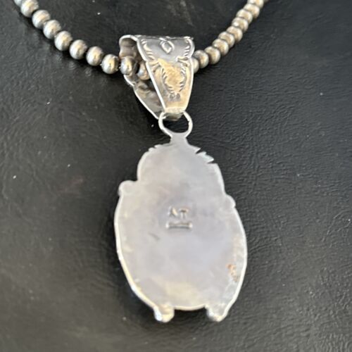 Navajo Pearls Necklace with Orange Spiny Oyster Pendant | Sterling Silver | Authentic Native American Handmade | 14720