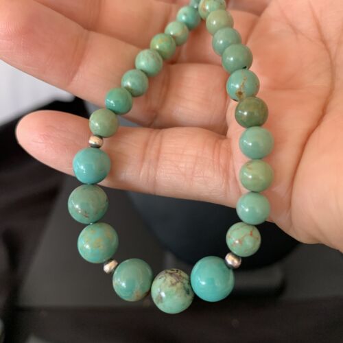 Navajo Royston Green Turquoise Shell Heishi Necklace | Sterling Silver | 23" | Authentic Native American Handmade | 10918
