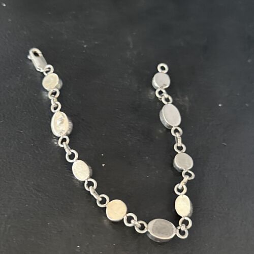 Native American Navajo White Opal Link Bracelet | Sterling Silver | Authentic Handmade | 14648