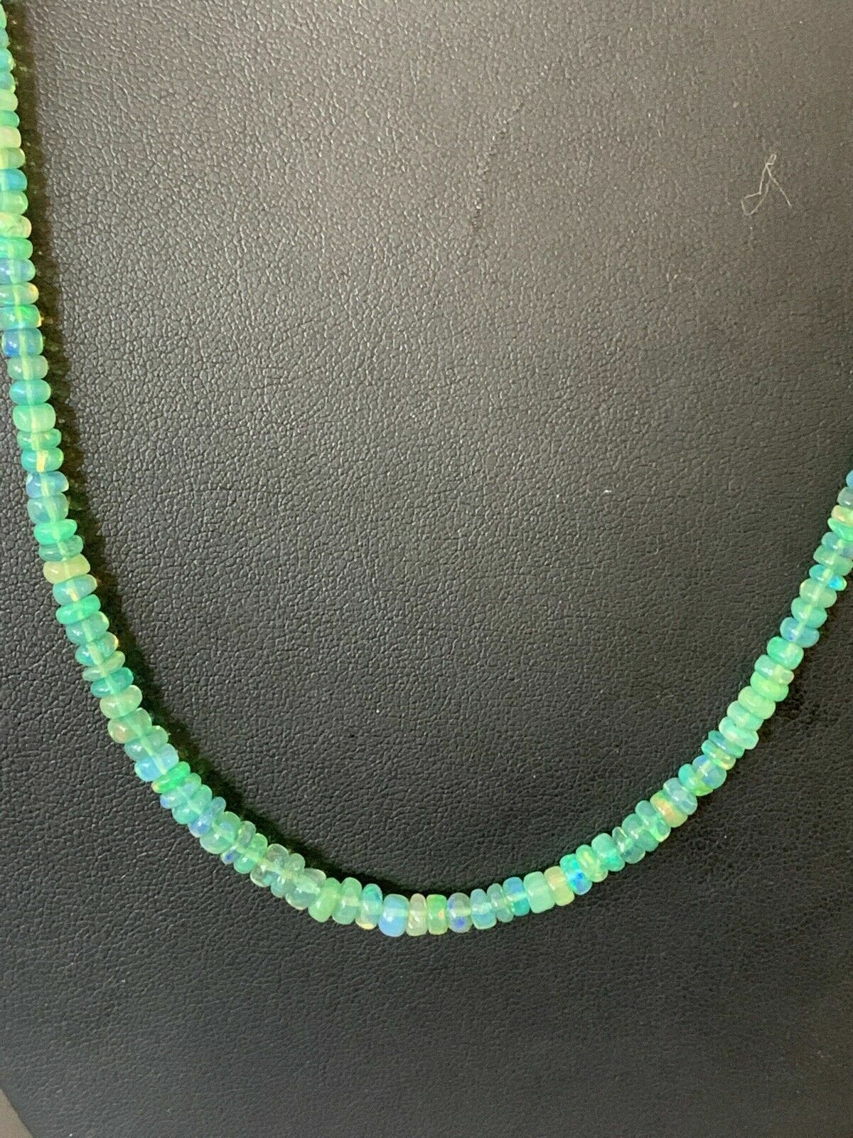 Southwestern Women's Necklace | Sterling Silver | Green Fire Faux Opal Beads | 18" | 00182