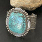 Men's Navajo Blue Spiderweb Turquoise Cuff Bracelet | Sterling Silver | Authentic Native American Handmade | 1631