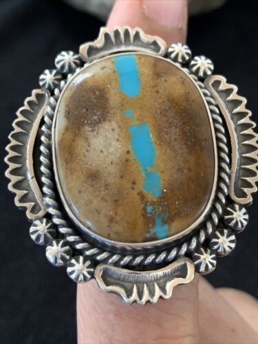 Navajo Blue Boulder Turquoise Ring | Sterling Silver | Sz 7 | 00749