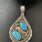 Southwestern Blue Turquoise Cluster Pendant | Authentic Men's Sterling Silver | Multi-Stone | 3" | 2104