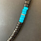 Navajo Blue Turquoise Heishi Onyx Necklace | Sterling Silver | Authentic Native American Handmade | 19" | 8823