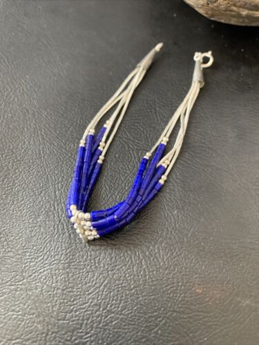 Beauty Stabilized 5-Strand Lapis Heishi Bracelet | Liquid Sterling Silver | 7.5" | 12637