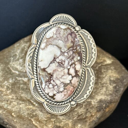 Adjustable Wild Horse Turquoise Ring | Sz 8 | Sterling Silver | Authentic Native American Handmade | 14318