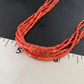 Natural Red Coral Rice Heishi Beads Necklace | 5 Strand | Sterling Silver | 20" | 12927