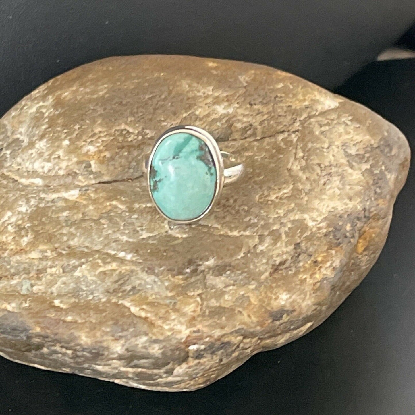 Navajo Spiderweb Blue Turquoise Ring | Sterling Silver | Sz 6.5 | Authentic Native American Handmade | 11446