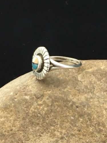 Navajo Opal & Turquoise Inlay Ring | Sterling Silver | Sz 7.5 | Authentic Native American Handmade | 1705