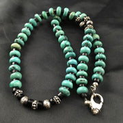Navajo Blue Turquoise Spiny Oyster Necklace | Sterling Silver | 17" | Authentic Native American Handmade | 10127