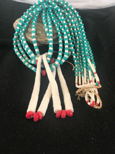 Men's Pueblo Santo Domingo 5-Strand Turquoise Coral Necklace | Sterling Silver | Native American Handmade | 8450