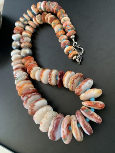 Navajo Purple Spiny Oyster Turquoise Necklace | Sterling Silver | Native American Handmade | 22" | 11389 - Masha USA