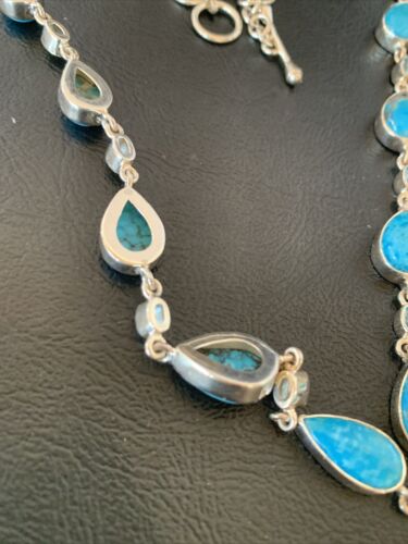 Native American Blue Turquoise Topaz Necklace | Sterling Silver | 20" | Multi-Stone | 10515 - Masha USA