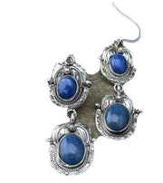 Southwestern Navajo Denim Lapis Dangle Earrings | Sterling Silver | 2" | 01798