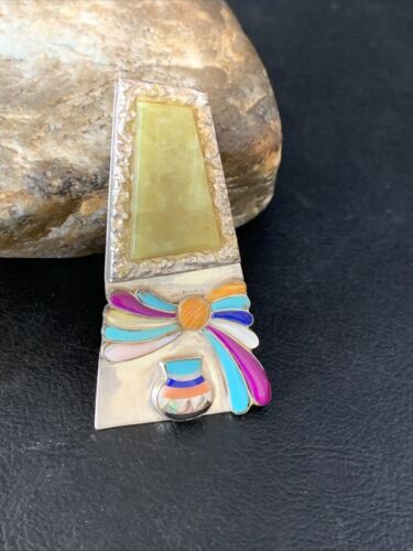 Navajo Turquoise Spiny Sugilite Multi-Color Inlay Pendant | Sterling Silver | Native American Handmade | 13768