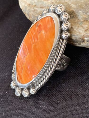 Southwestern Women's Navajo Spiny Oyster Ring | Sterling Silver | Sz 11.5 | Authentic Native American Handmade | 1000