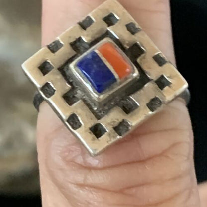 Native American Women's Navajo Blue Lapis Spiny Inlay Ring | Sz 6.5 | 13166 - Masha USA
