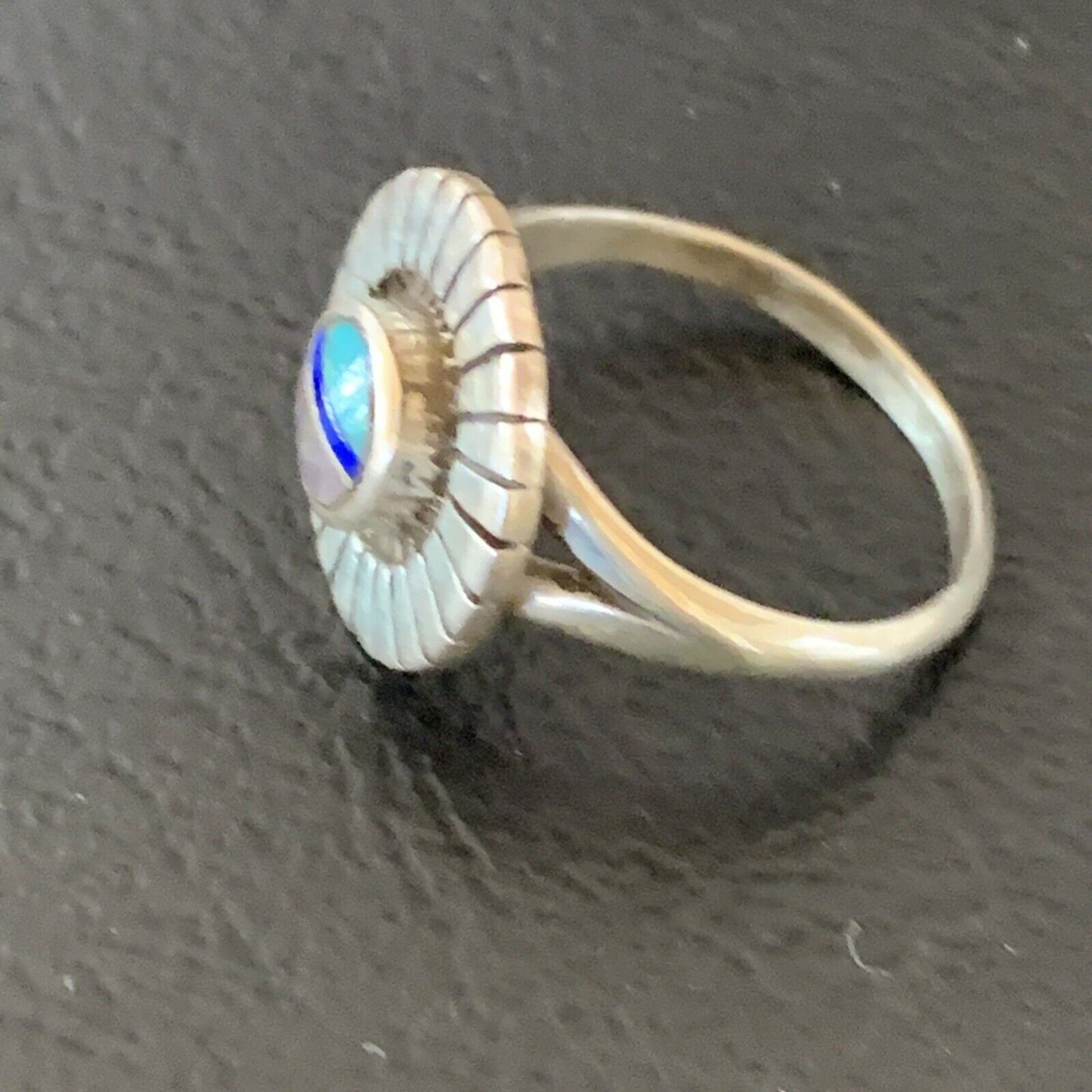 Navajo Blue Turquoise Sugilite Inlay Ring | Sz 7.5 | Authentic Native American Handmade | 11193