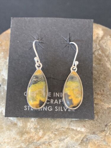 Native American Women's Navajo Bumblebee Jasper Earrings Set | Sterling Silver | Handmade | 1561 - Masha USA