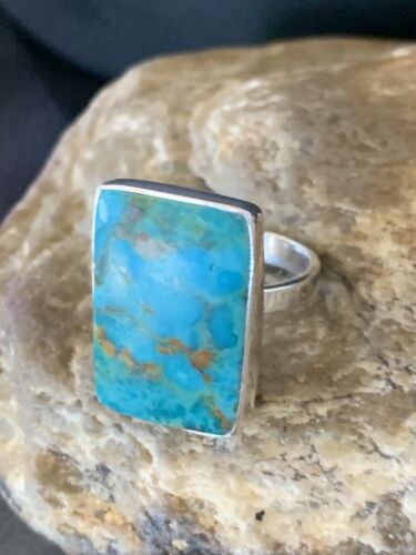 Navajo Blue Kingman Turquoise Ring | Sterling Silver | Sz 8 | Authentic Native American Handmade | 12789