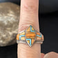 Navajo Blue Turquoise Spiny Oyster Inlay Ring | Sz 9.5 | Authentic Native American Handmade | 14560