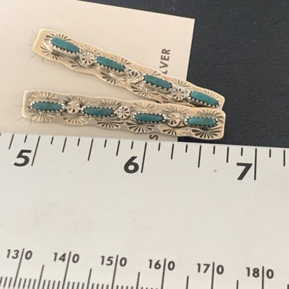 Turquoise Navajo Sterling Dangle Earrings | Handmade | 2" Long | 12121