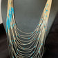 Turquoise Liquid Silver Heishi Necklace | 20 Strand Sterling Tube Pendant | Native American Handmade | 12296