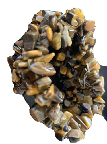 Native American Multi-Stone Bracelet | Tiger's Eye & Coffee Bead | Stretchable | Handmade | 1409