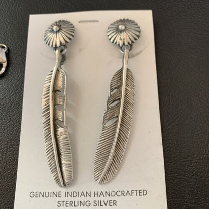 Navajo Handmade Sterling Silver Necklace & Earrings Set | Stamped | Authentic Native American Jewelry | 2114