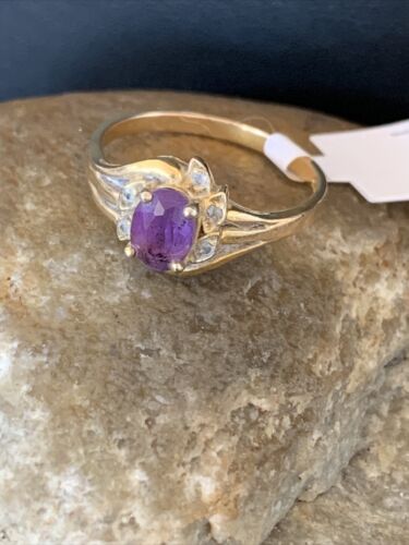 Navajo Faceted Purple Amethyst Ring | Sterling Silver | Sz 8.5 | Authentic Native American Handmade | 01786