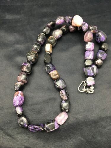 Navajo Purple Charoite Bead Necklace | Sterling Silver | Authentic Native American Handmade | 20" | 2700