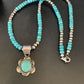 Navajo Blue Turquoise Pendant Necklace | Sterling Silver Pearls | Authentic Native American Handmade | 13220