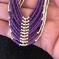 Native American Sugilite Heishi Tubes Necklace | 10 Strand Liquid Sterling Silver | 8558