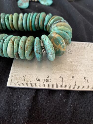 Navajo Graduated Green Turquoise Necklace | Sterling Silver |Authentic Native American | 21" | 00798