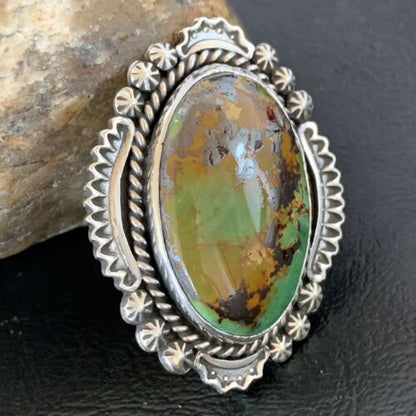 Native American Women's Navajo Green Turquoise Ring | Sterling Silver | Sz 6.5 | 10225
