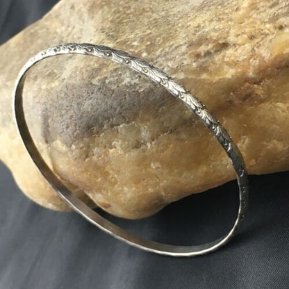 Southwestern Navajo Stamped Cuff Bracelet | Sterling Silver | Authentic Native American Handmade | 10254