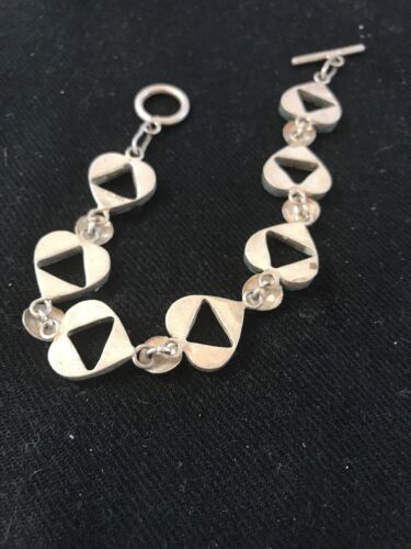 Native American Sterling Silver Opal Inlay Link Bracelet | 7" | 11588