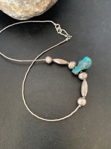 Southwestern Old Pawn Navajo Turquoise Heishi Pendant | Sterling Silver | 16" Chain | 1690