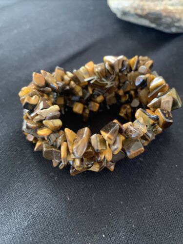 Native American Multi-Stone Bracelet | Tiger's Eye & Coffee Bead | Stretchable | Handmade | 1409