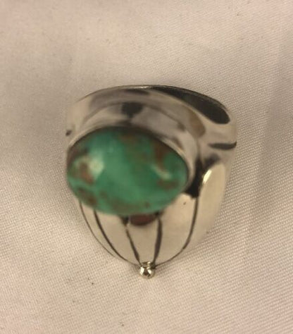 Native American Green Turquoise Ring | Sterling Silver | Sz 11 | 3439
