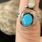 Navajo Blue Turquoise Moonstone Ring | Authentic Native American Sterling Silver | Multi-Stone | Sz 6.5 | 10770