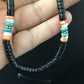 Navajo Black Onyx Turquoise Necklace | Sterling Silver | 18" | Authentic Native American Handmade | 10001
