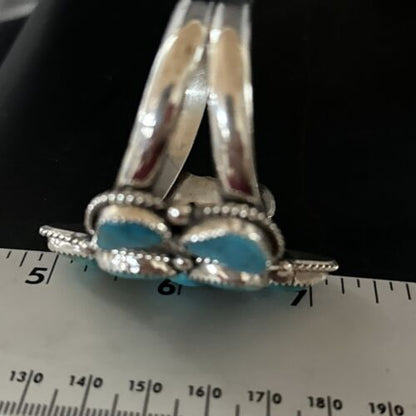 Men's Sterling Silver Cuff Bracelet | Blue Kingman Turquoise Cluster | Authentic Native American Handmade | 14596