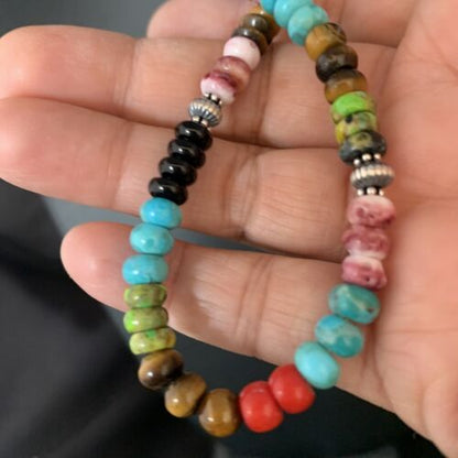 Multi-Color Turquoise Necklace | Sterling Silver | 20" | Authentic Native American Handmade | 13557