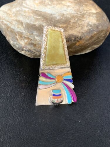 Navajo Turquoise Spiny Sugilite Multi-Color Inlay Pendant | Sterling Silver | Native American Handmade | 13768