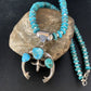 Navajo Sterling Silver Blue Turquoise Necklace with Naja Pendant | 18" | Authentic Native American Handmade | 13754