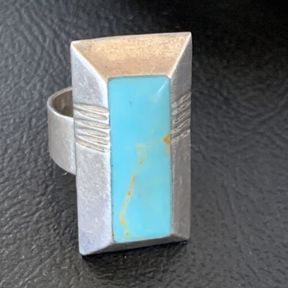 Native American Handmade Navajo Blue Turquoise Inlay Band Ring | Sz 7 | 12855
