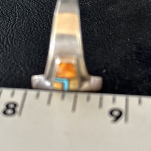 Navajo Blue Turquoise Spiny Oyster Inlay Ring | Sz 9.5 | Authentic Native American Handmade | 14560