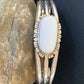 Navajo White Buffalo Turquoise Cuff Bracelet | Sterling Silver | Authentic Native American Handmade | 1423